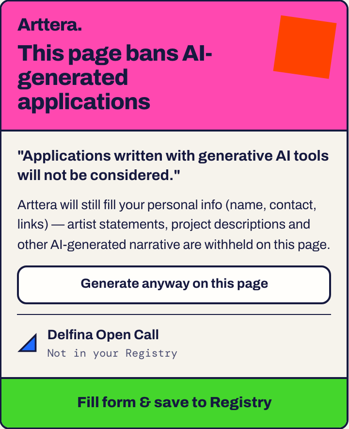 The popup warning that a page bans AI-generated applications, with a Generate anyway button
